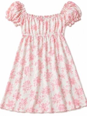 Liberty White Dress with Pink Botanical Print